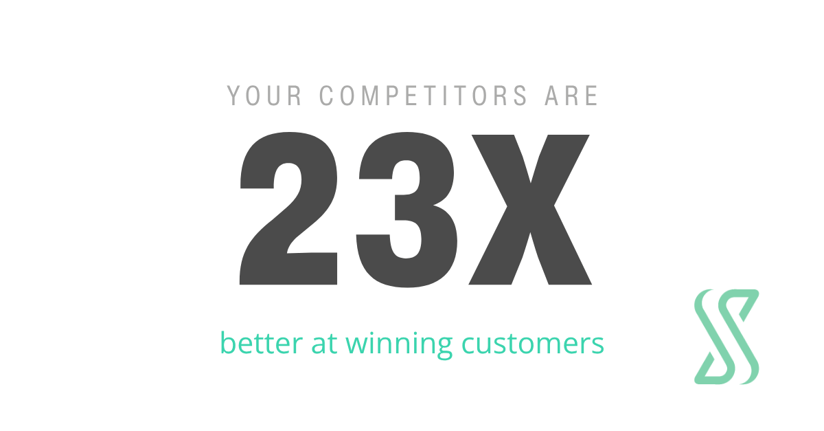 Graphic with text stating that competitors who master data are 23 times more effective at acquiring customers, introducing an article on how data capabilities drive customer acquisition results.