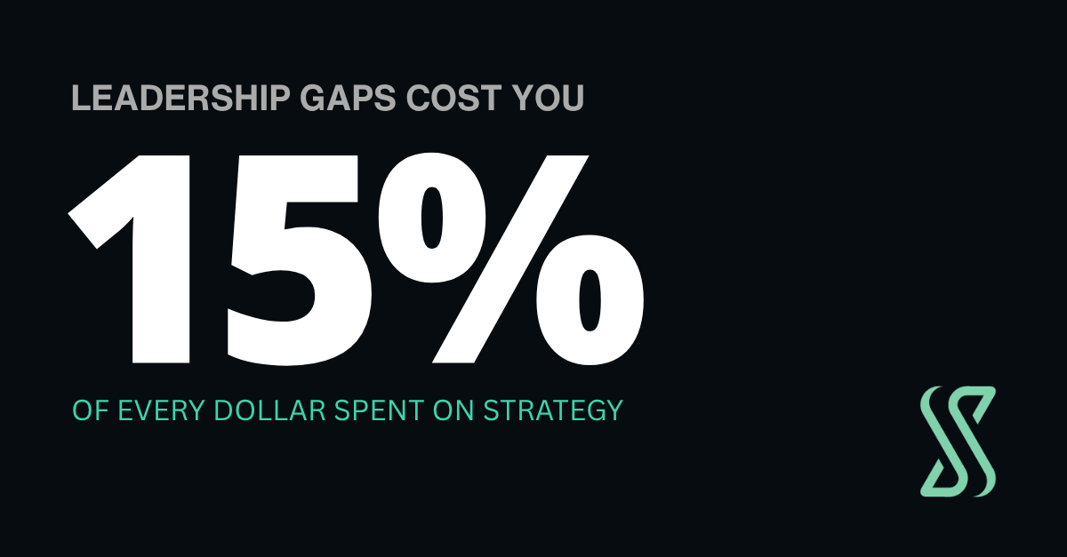 Interim management strategy image showing PMI's 15% strategic-initiative budget waste stat.