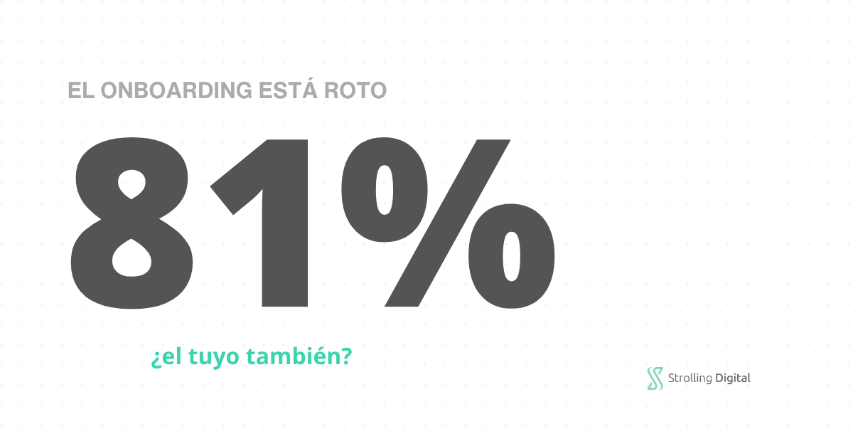 Gráfica con texto que indica que el 81% de los procesos de onboarding están fallando, como introducción a una guía sobre cómo estructurar el onboarding en entornos híbridos para retener talento.